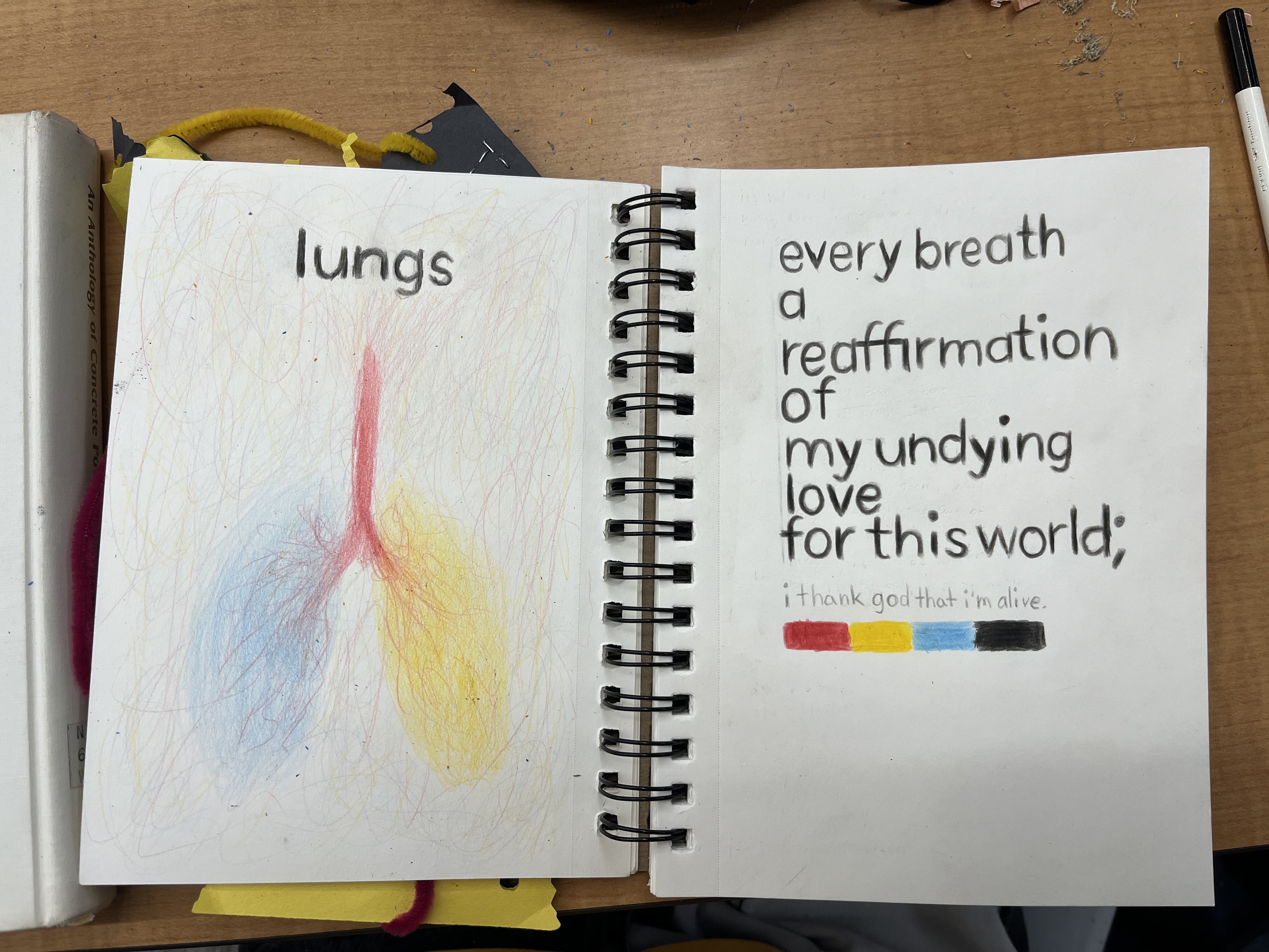 lungs / every breath / a / reaffirmation / of / my undying / love / for this world; / i thank god that i&rsquo;m alive